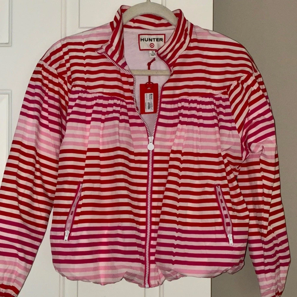 NWT‎ Girls Hunter Striped Jacket in Red and Pink Sz 14/16 (L)